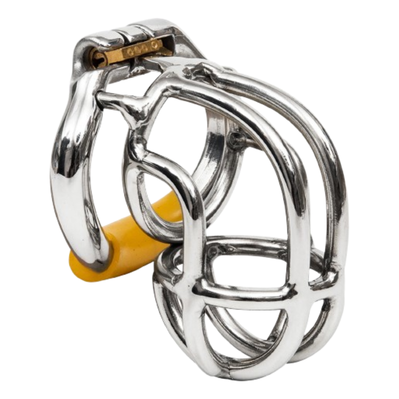 Classic stainless steel chastity cage with secure lock