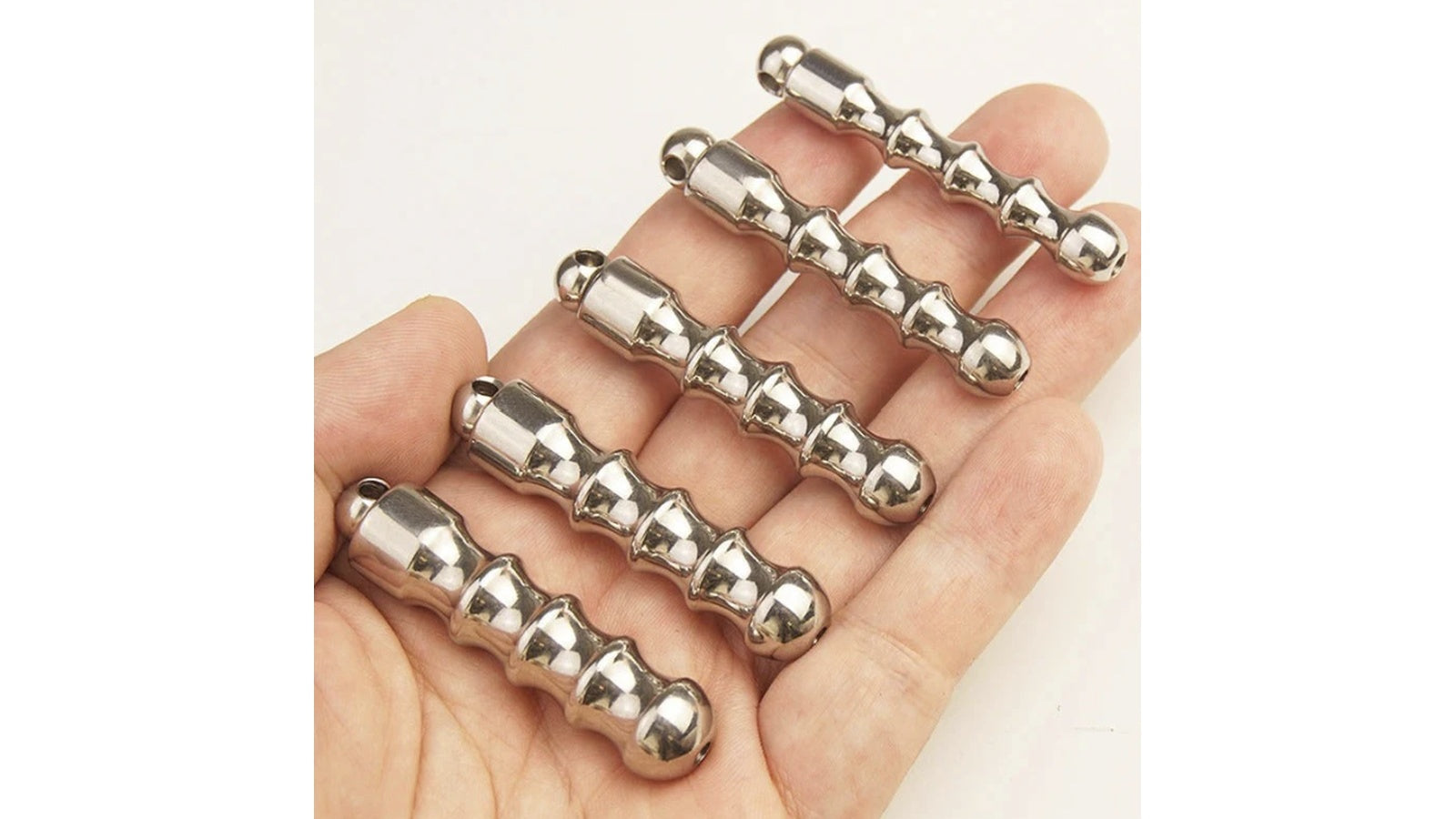 Premium stainless steel urethral sounding rods set with ribbed design and multiple sizes