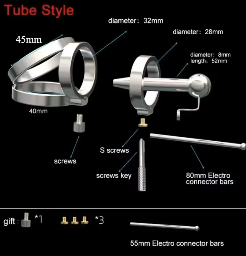 Stainless Steel Male Chastity Cage Set — PA Urethral Tube