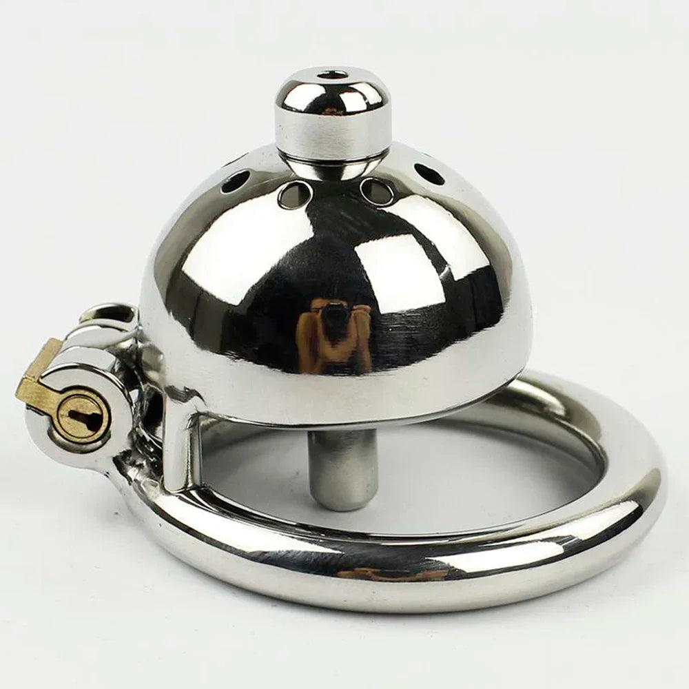 Super Small Stainless Steel Male Chastity Device – Removable Sound and Spiked Ring Design