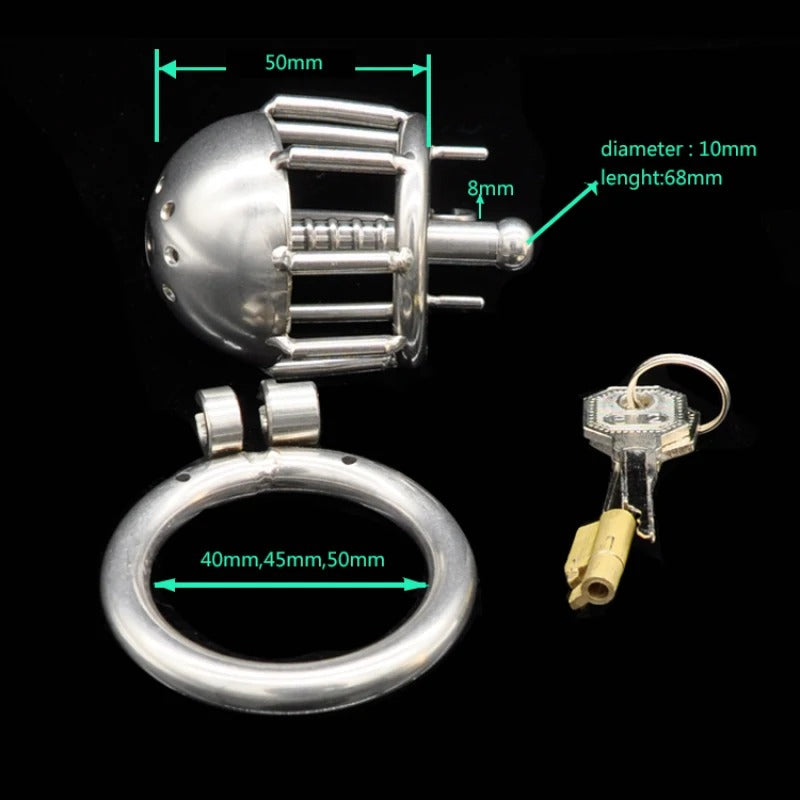 Stainless Steel Male Chastity Belt with Catheter