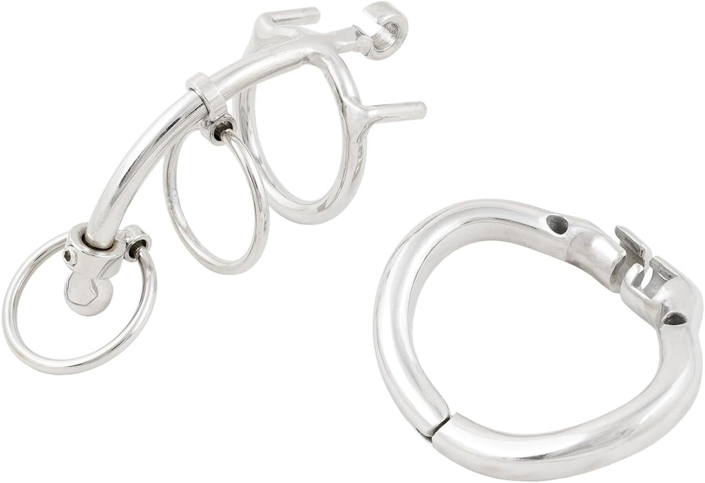 Unique Design Stainless Steel Male Chastity Cage with Can Open Arc Cock Ring Penis Lock Slave Restraint Adult Sex Toys for Men