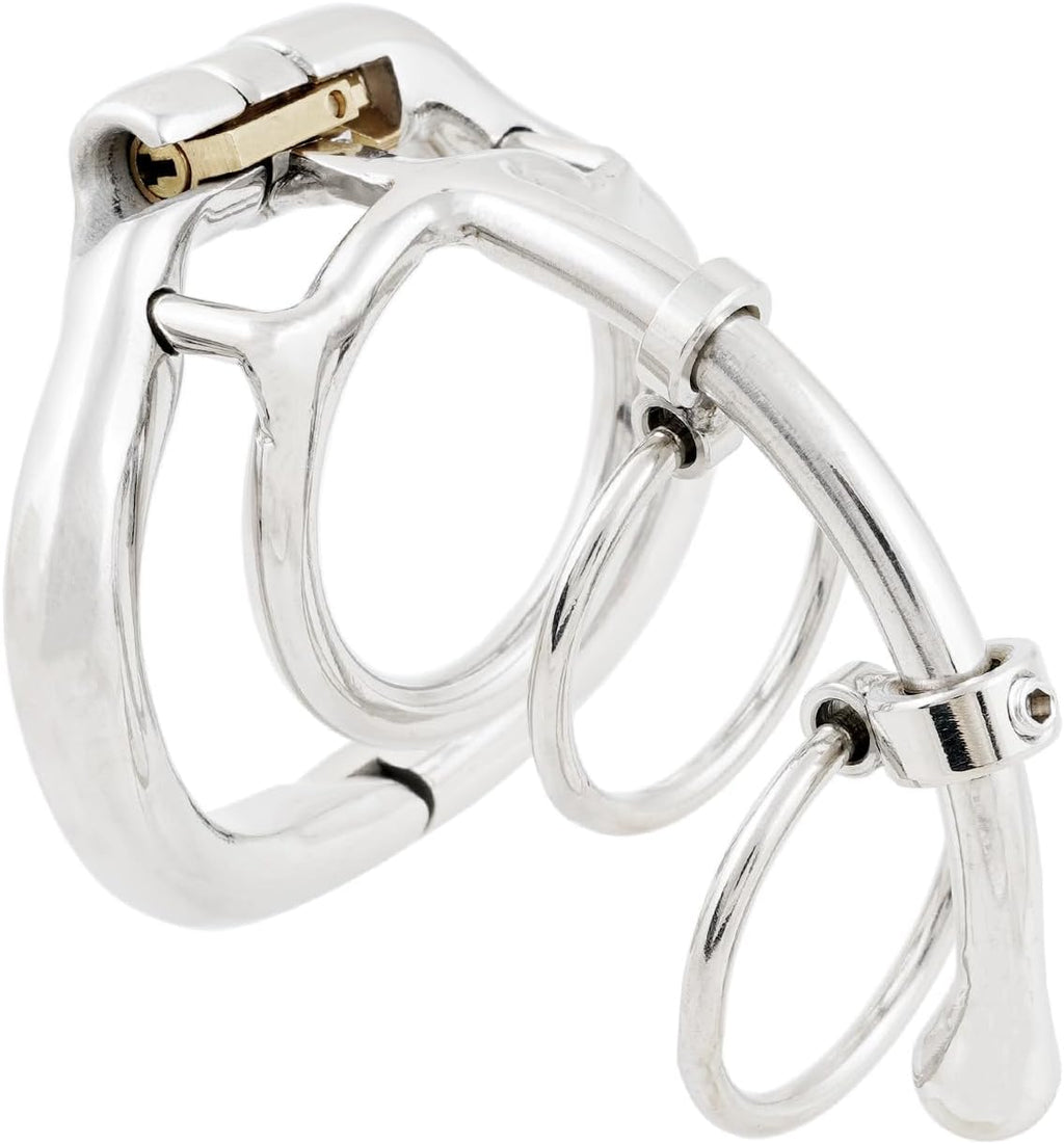 Unique Design Stainless Steel Male Chastity Cage with Can Open Arc Cock Ring Penis Lock Slave Restraint Adult Sex Toys for Men
