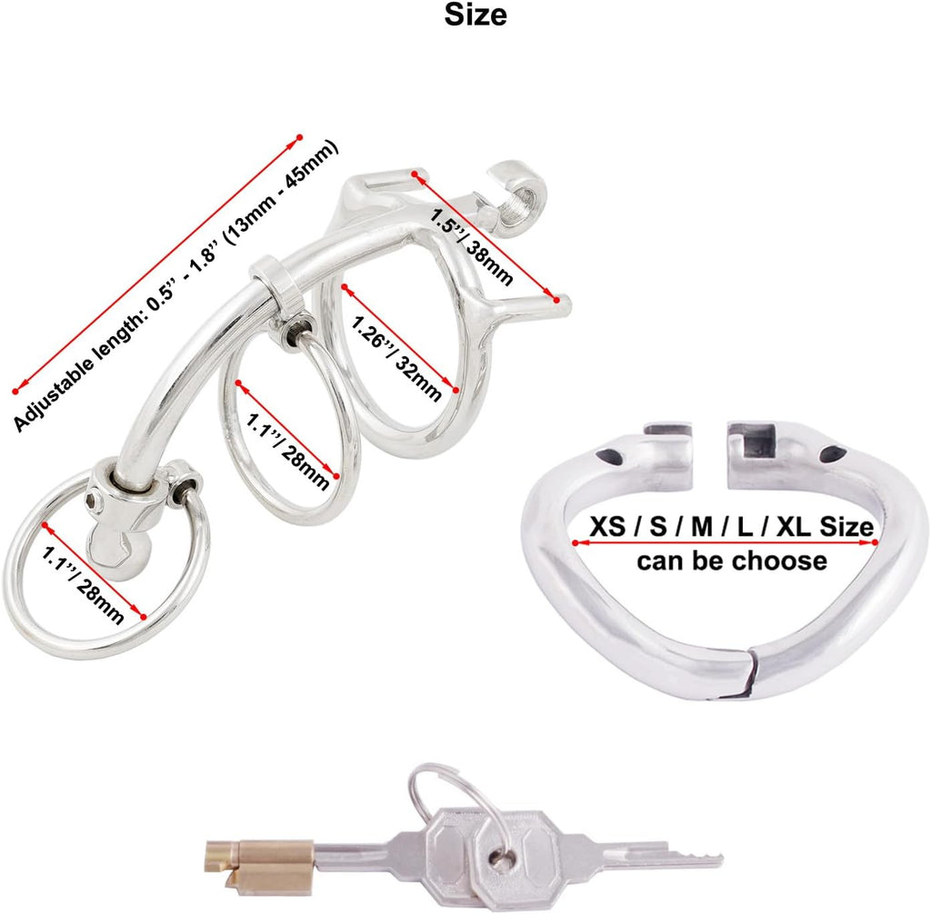 Unique Design Stainless Steel Male Chastity Cage with Can Open Arc Cock Ring Penis Lock Slave Restraint Adult Sex Toys for Men