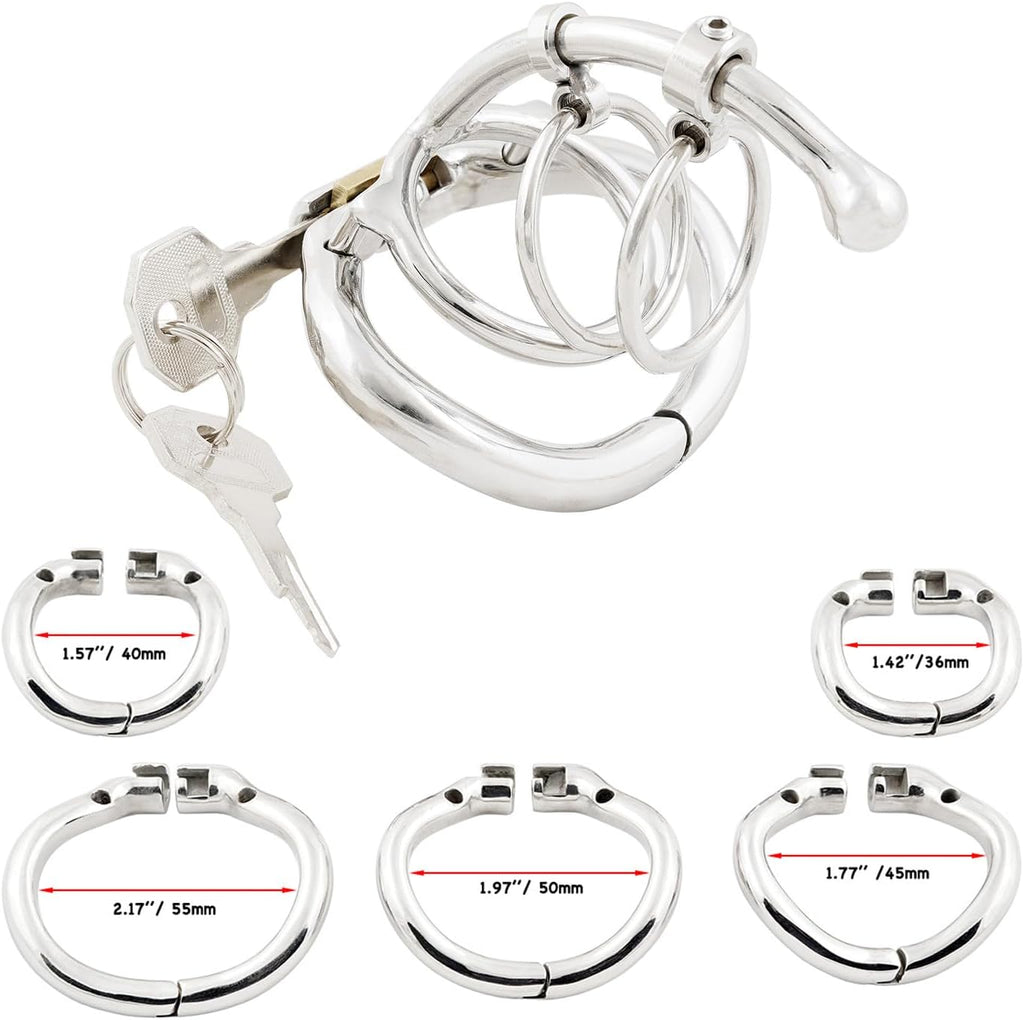 Unique Design Stainless Steel Male Chastity Cage with Can Open Arc Cock Ring Penis Lock Slave Restraint Adult Sex Toys for Men