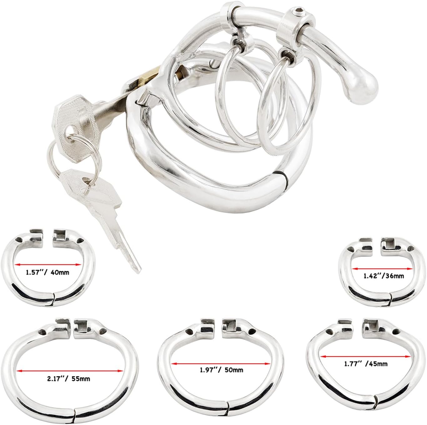 Unique Design Stainless Steel Male Chastity Cage with Can Open Arc Cock Ring Penis Lock Slave Restraint Adult Sex Toys for Men