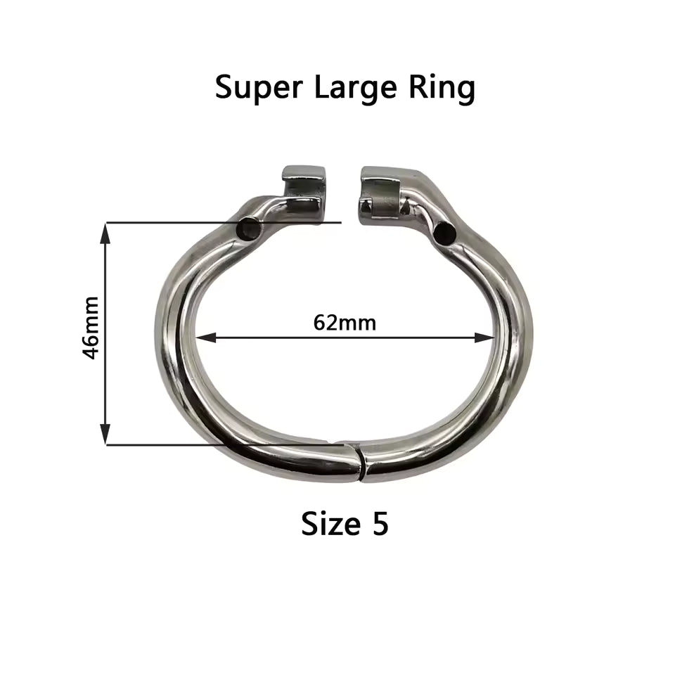 Size chart for small stainless steel chastity cage rings
