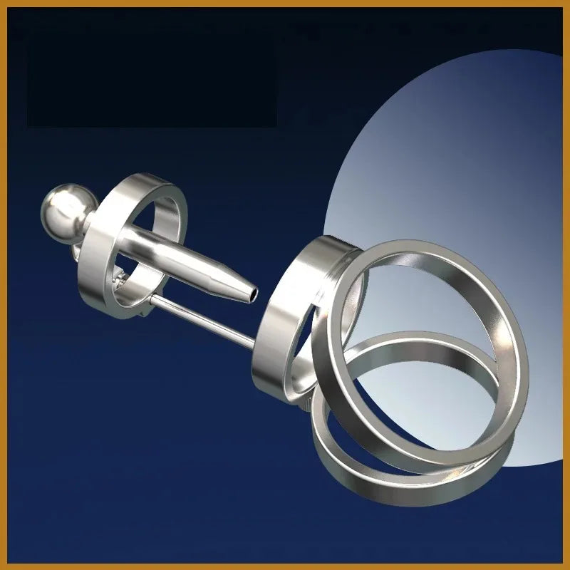 Stainless Steel Male Chastity Cage Set — PA Urethral Tube