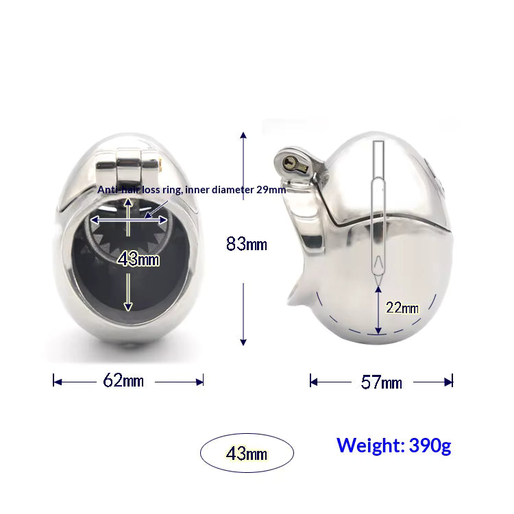 Egg Bondage Stainless Steel Male Chastity Device with Spiked Ring & Scrotum Stretcher – Secure Locking BDSM Restraint