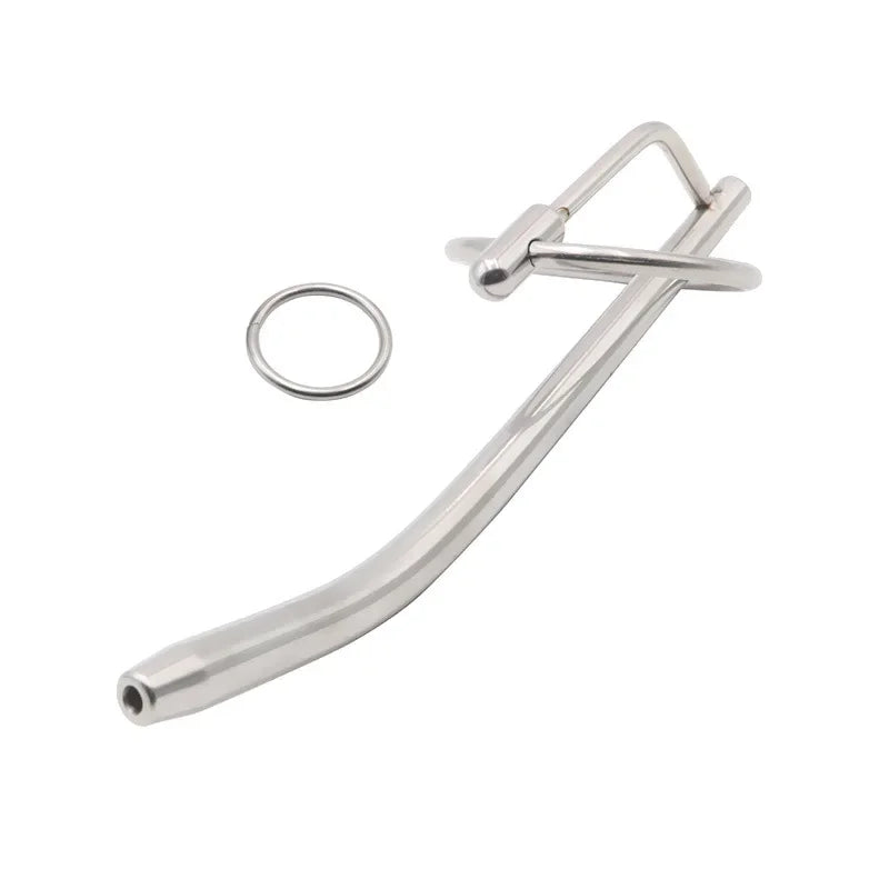 Stainless Steel Men’s Hollow Urethral Plug With 2 Size Ring