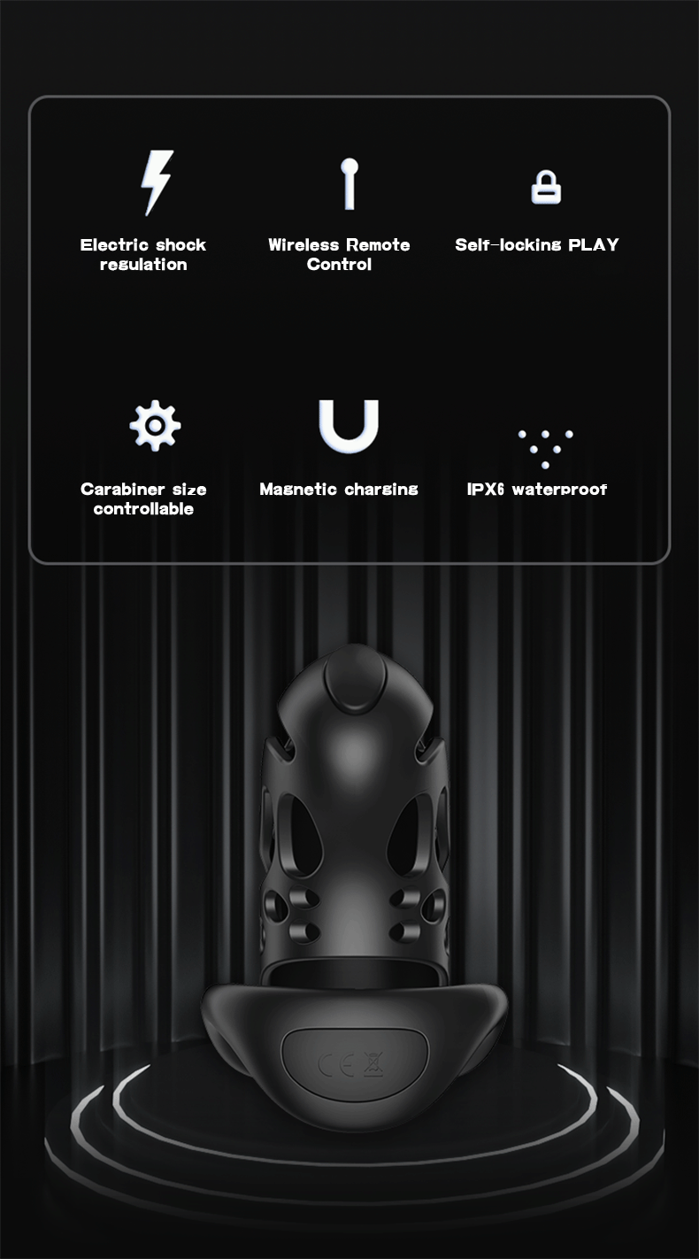 Remote Control Electric Chastity Cage – Male Locking Device with Plug & Adjustable Rings