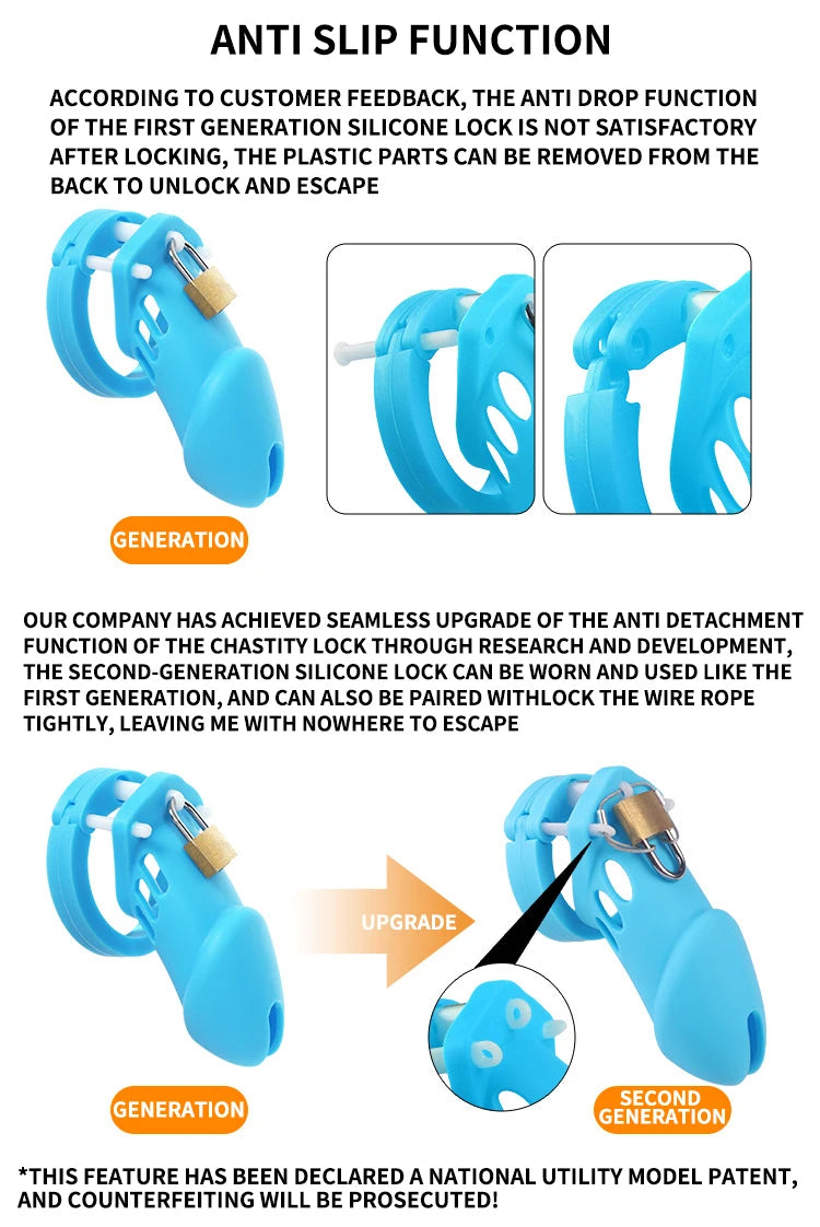 Upgraded Silicone Male Chastity Cage with 5 Rings | BDSM Urethral Device for Men