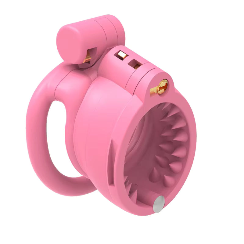 Adjustable Detachable Male Chastity Cage – Anti-Erection Spiky Restraint Device Pink / Black