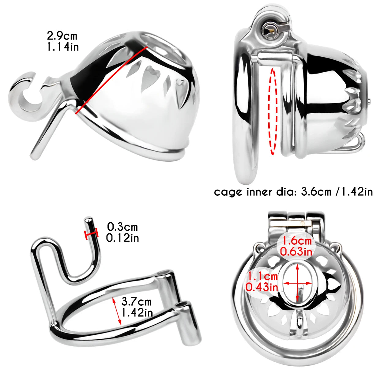 Metal Male Chastity Cage with PA Lock – 3mm/4mm Secure Device for Men