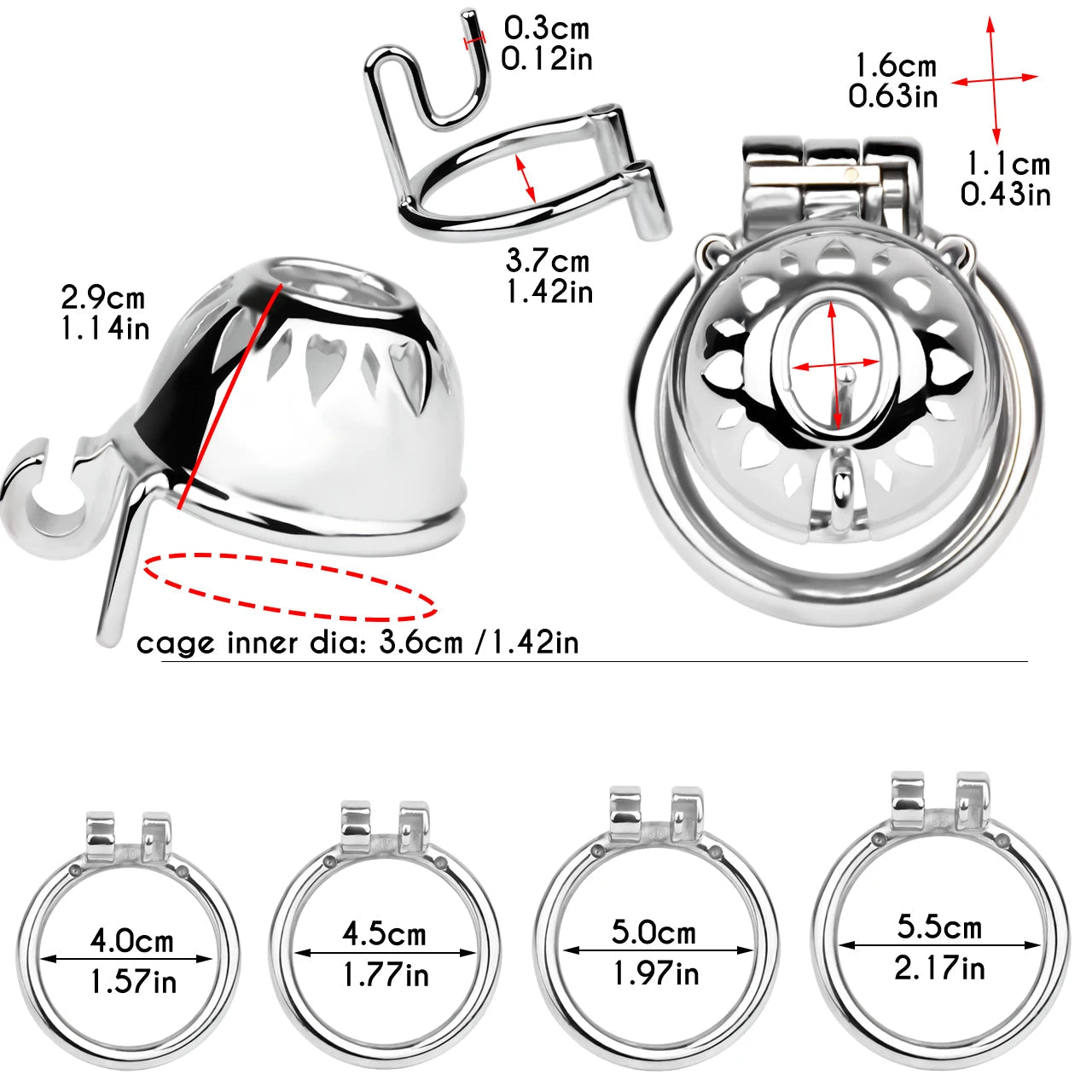 Metal Male Chastity Cage with PA Lock – 3mm/4mm Secure Device for Men