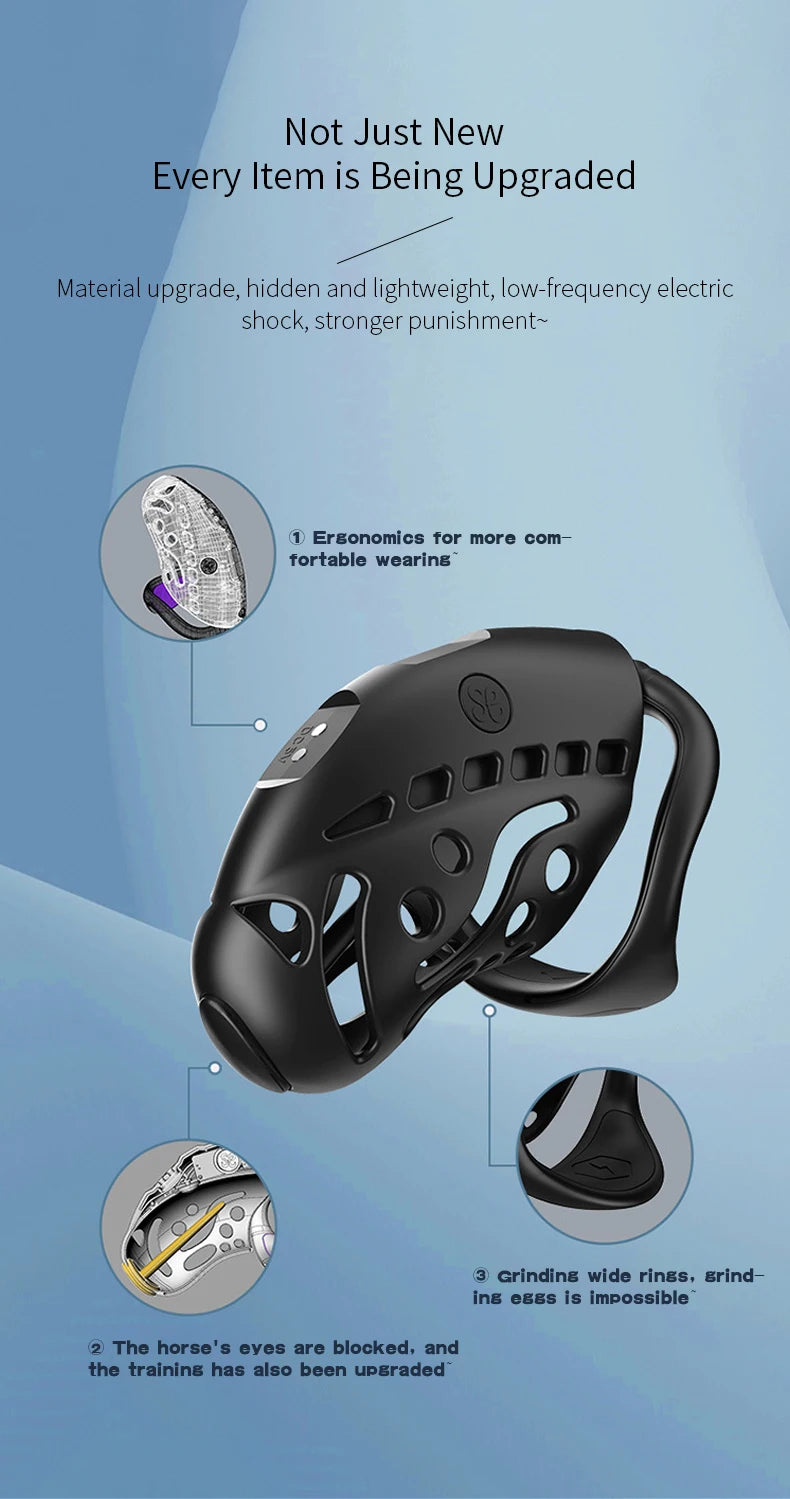 Remote Control Electric Chastity Cage – Male Locking Device with Plug & Adjustable Rings