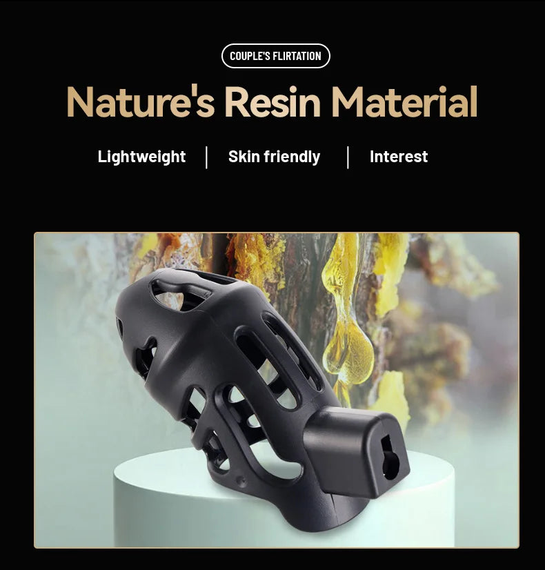 Resin Male Chastity Cage – Anti-Removal Locking Device with Secure Ergonomic Design