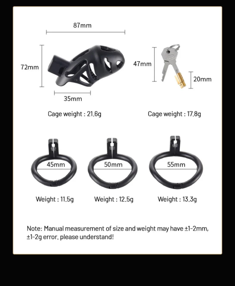 Resin Male Chastity Cage – Anti-Removal Locking Device with Secure Ergonomic Design