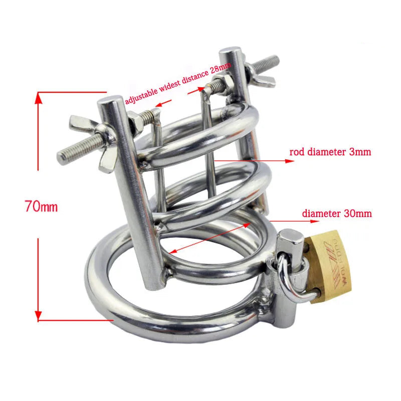 Stainless Steel Men’s Chastity Device Ring & Plug Set