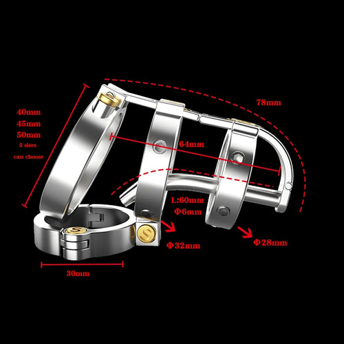 316 Stainless Steel Double Lock Male Chastity Device
