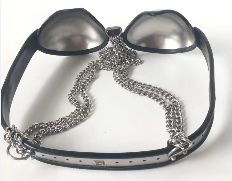 Adjustable Stainless Steel Female Chastity Bra with Lock – BDSM Bondage Belt, 60–90 cm Chest, 3 Colors