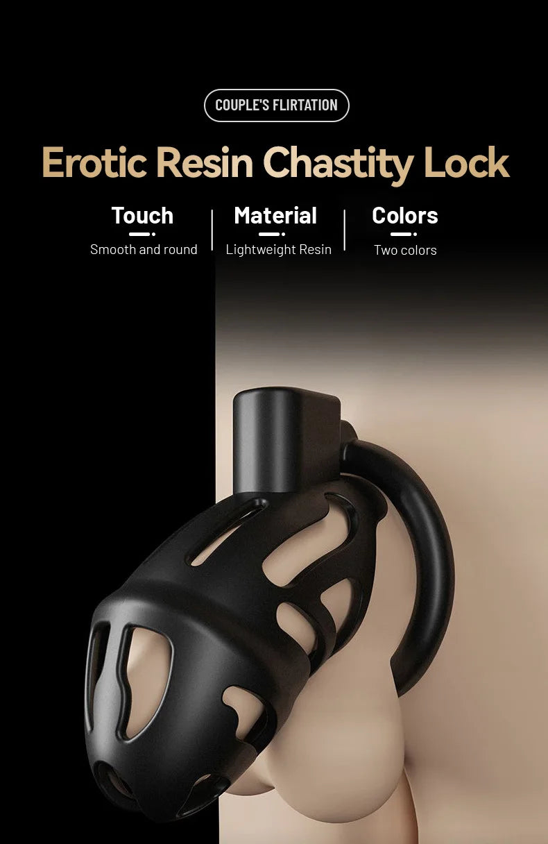 Resin Male Chastity Cage – Anti-Removal Locking Device with Secure Ergonomic Design