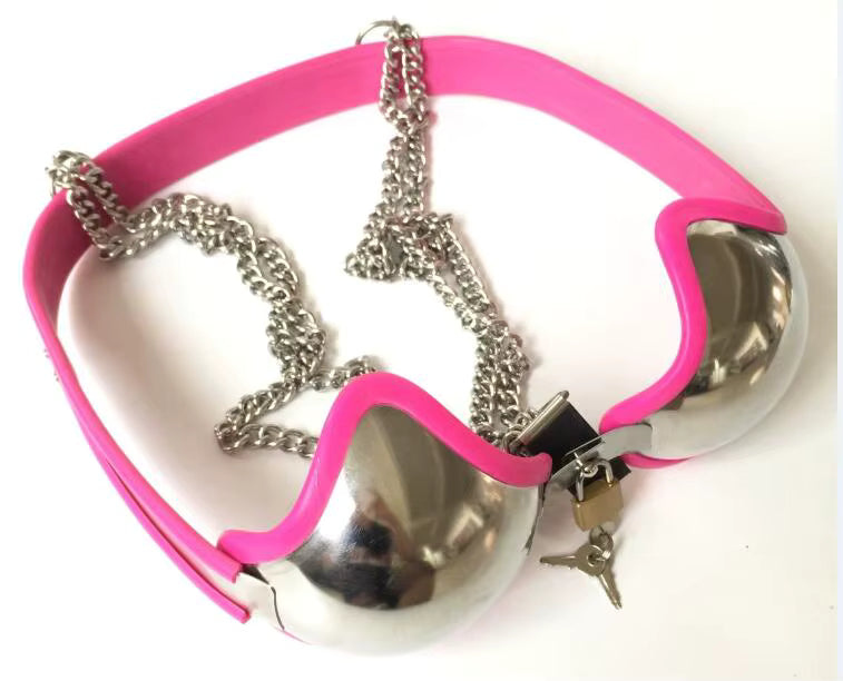 Adjustable Stainless Steel Female Chastity Bra with Lock – BDSM Bondage Belt, 60–90 cm Chest, 3 Colors