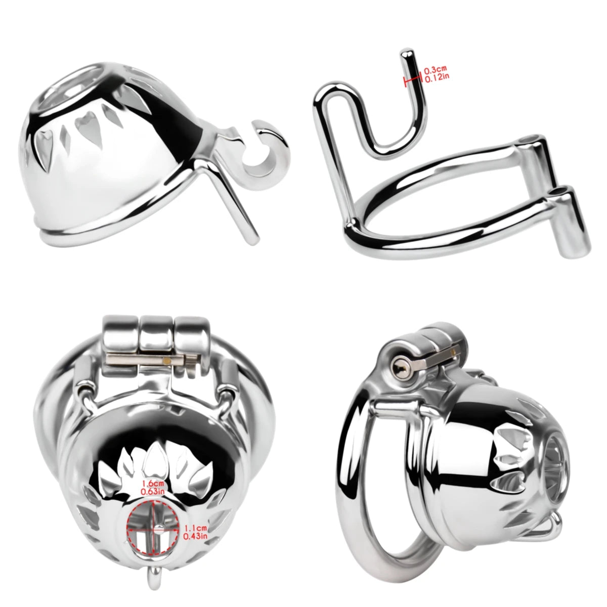 Metal Male Chastity Cage with PA Lock – 3mm/4mm Secure Device for Men