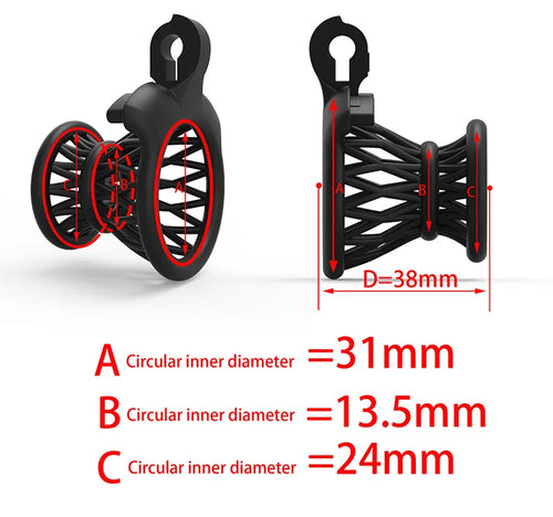 ABS Male Chastity Device | Cage + 4 Rings (Pink, Black, White, Clear)