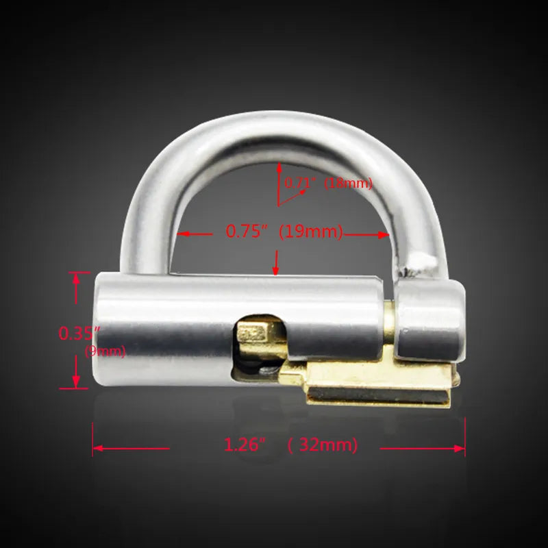 Male Stainless Steel Glans Piercing Chastity Device with PA Ring