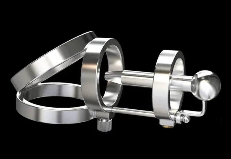 Stainless Steel Male Chastity Cage Set — PA Urethral Tube