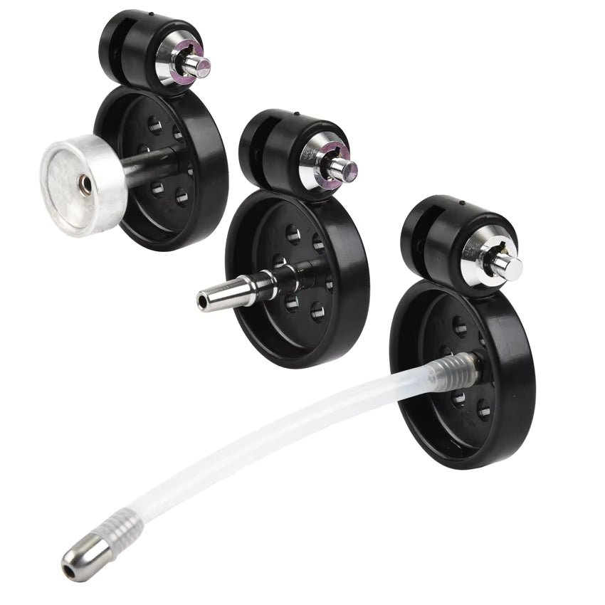 Small Male Chastity Cage Set with 5 Rings & Urethral Sound Plug Pink / Black