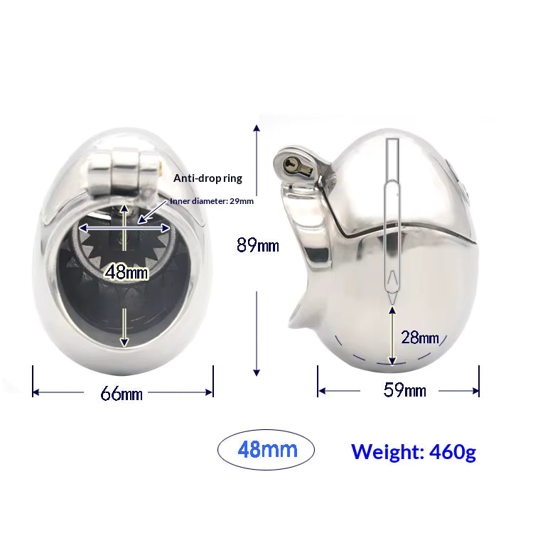 Egg Bondage Stainless Steel Male Chastity Device with Spiked Ring & Scrotum Stretcher – Secure Locking BDSM Restraint