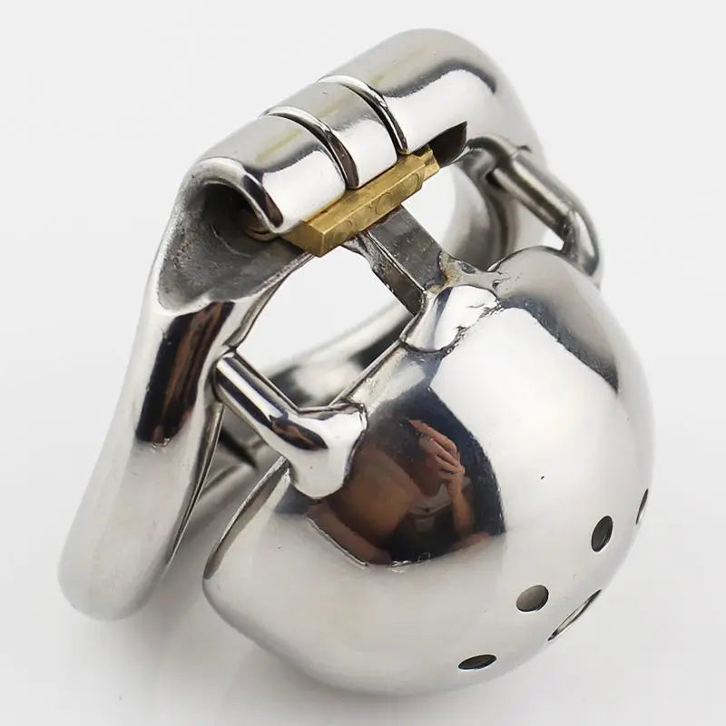 Super Small Stainless Steel Male Chastity Device – Cage with Removable Sound and Spiked Ring