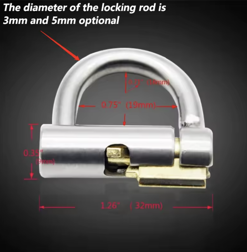 Male Stainless Steel Glans Piercing Chastity Device with PA Ring