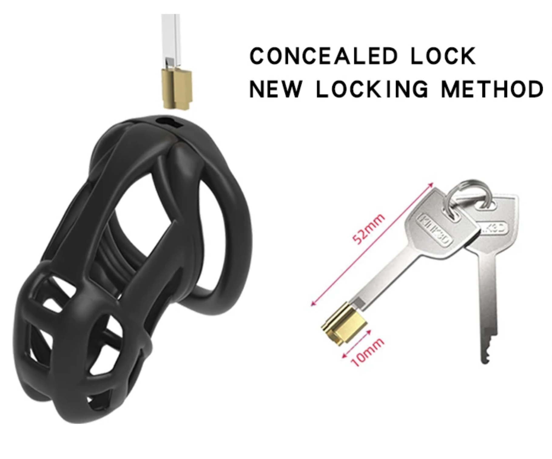 Model X Male Chastity Device Sleeve with Lock and 4 Rings