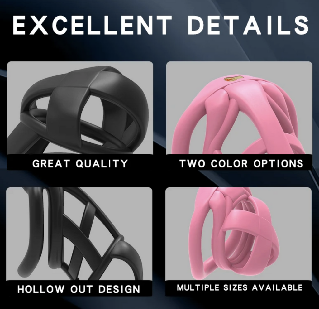 Model X Male Chastity Device Sleeve with Lock and 4 Rings