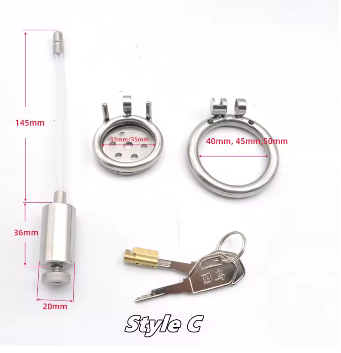 Extreme Bondage Stainless Steel Male Chastity Device with Trumpet Cage and Removable Inner Tube