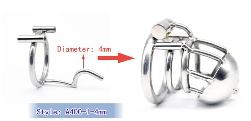 316 Stainless Steel Male PA Chastity Device with Ring