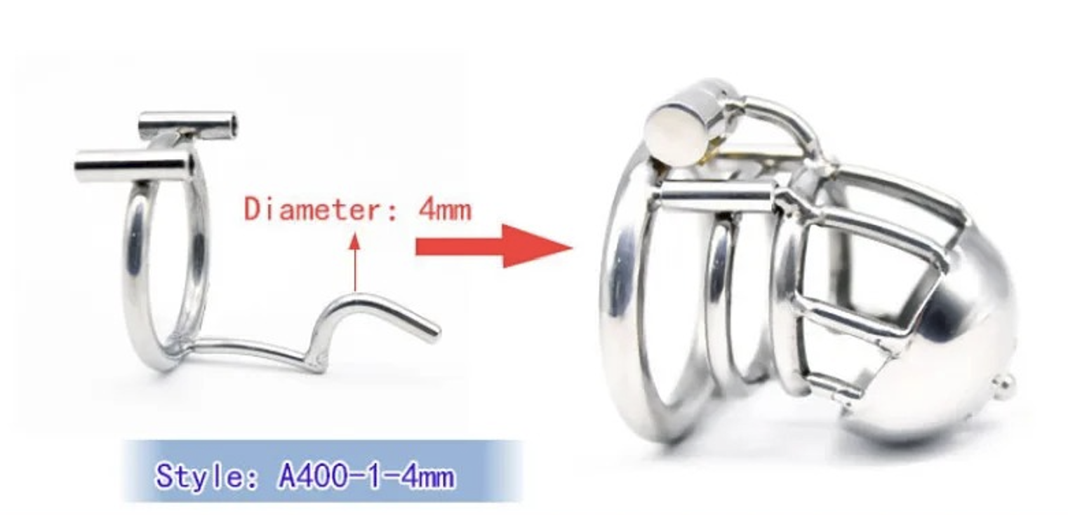316 Stainless Steel Male PA Chastity Device with Ring