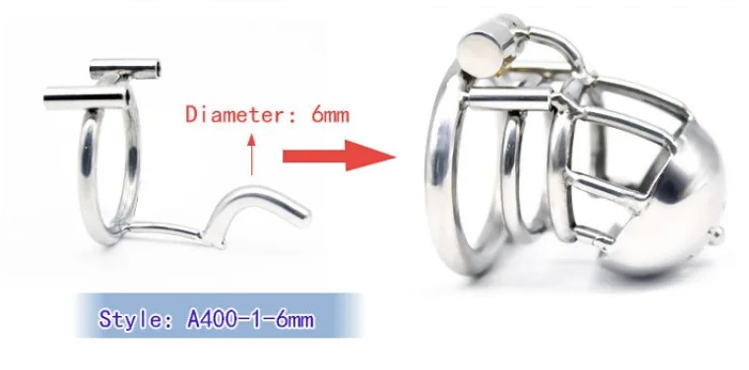 316 Stainless Steel Male PA Chastity Device with Ring
