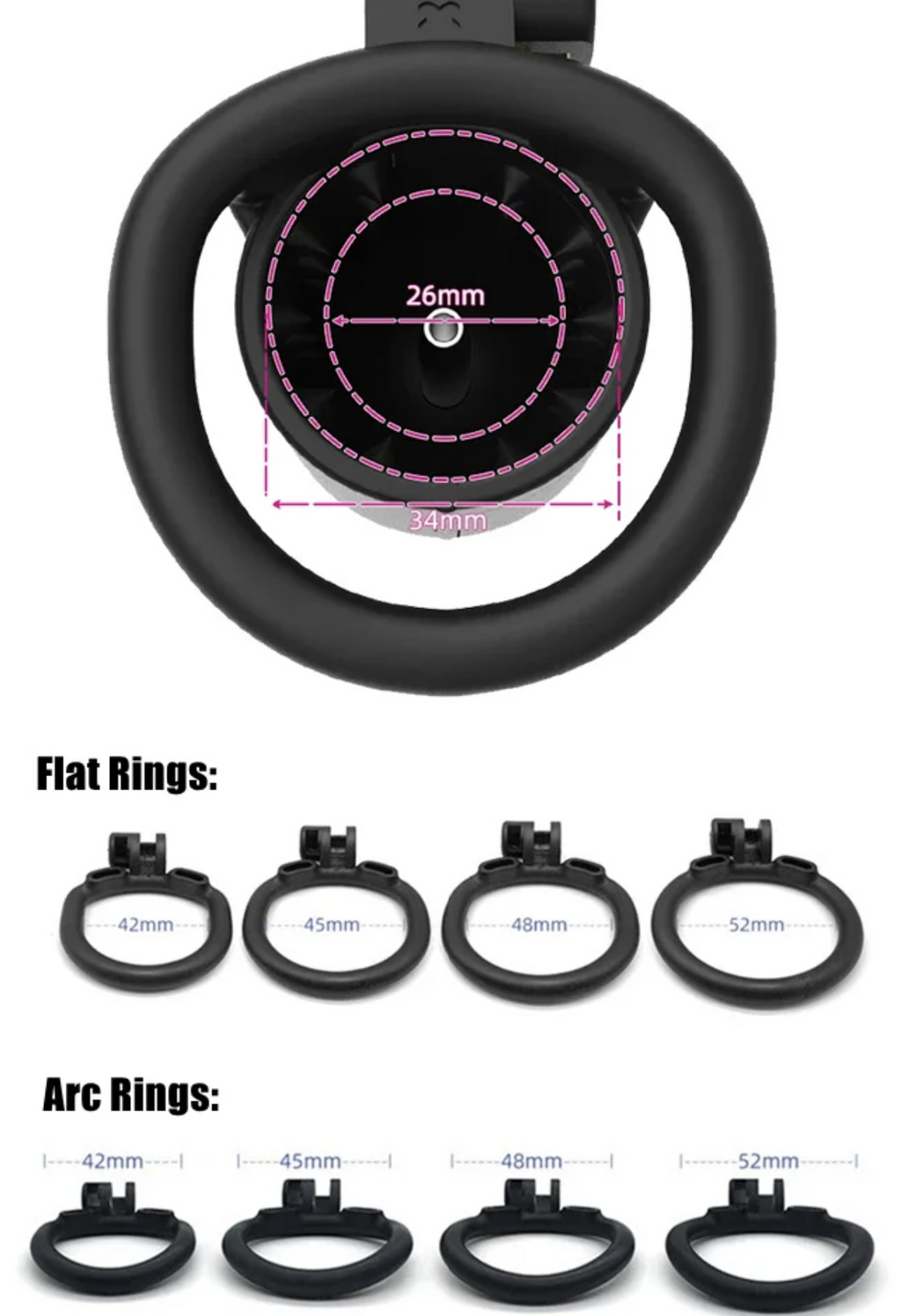 Bionic Design Hinged Chastity Device for Men – Adjustable ABS Locking System (2 Ring Types)