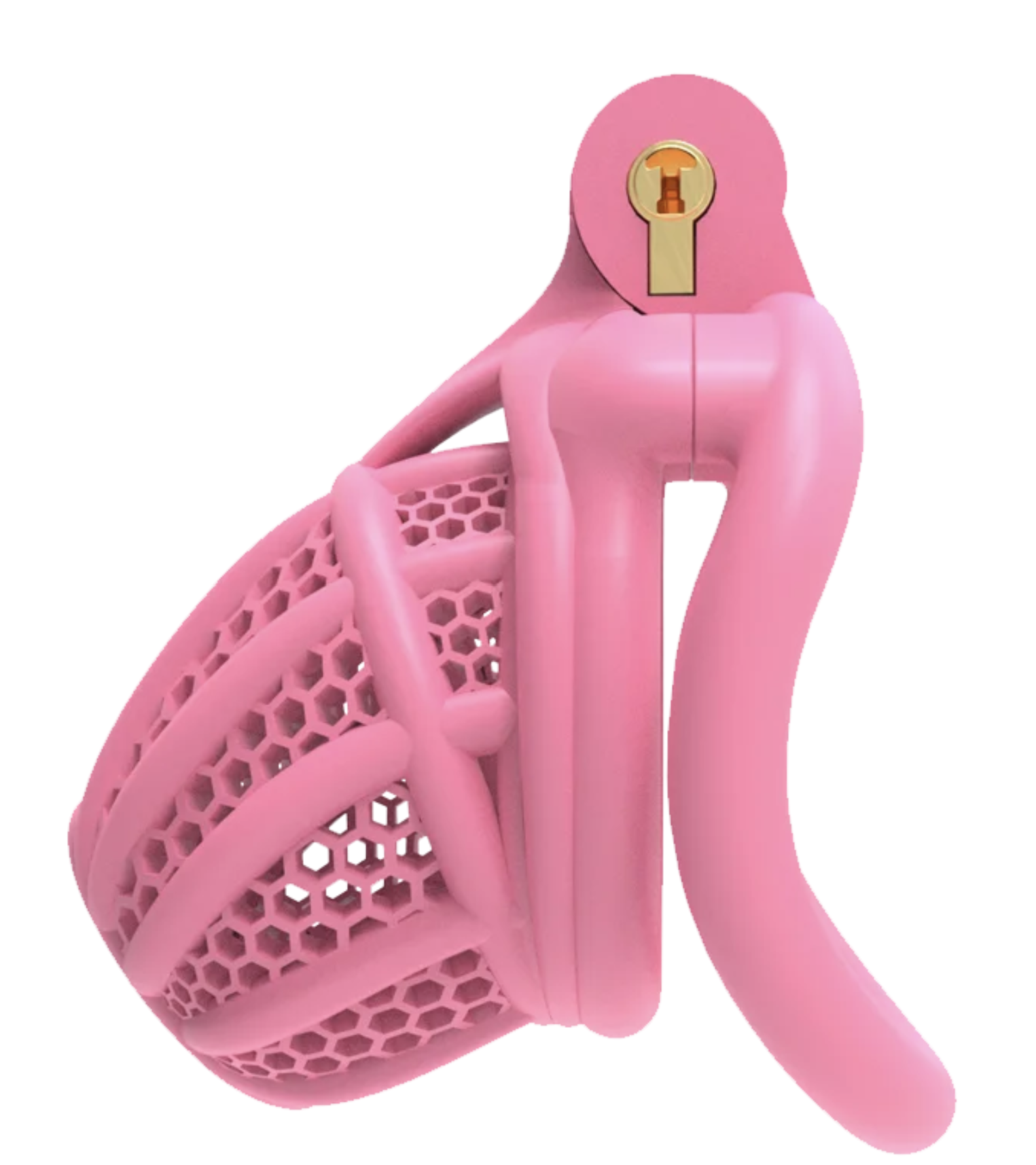 3D Printed Bee-Hive Design Male Chastity Device – Breathable Pink Cage with Two Ring Types