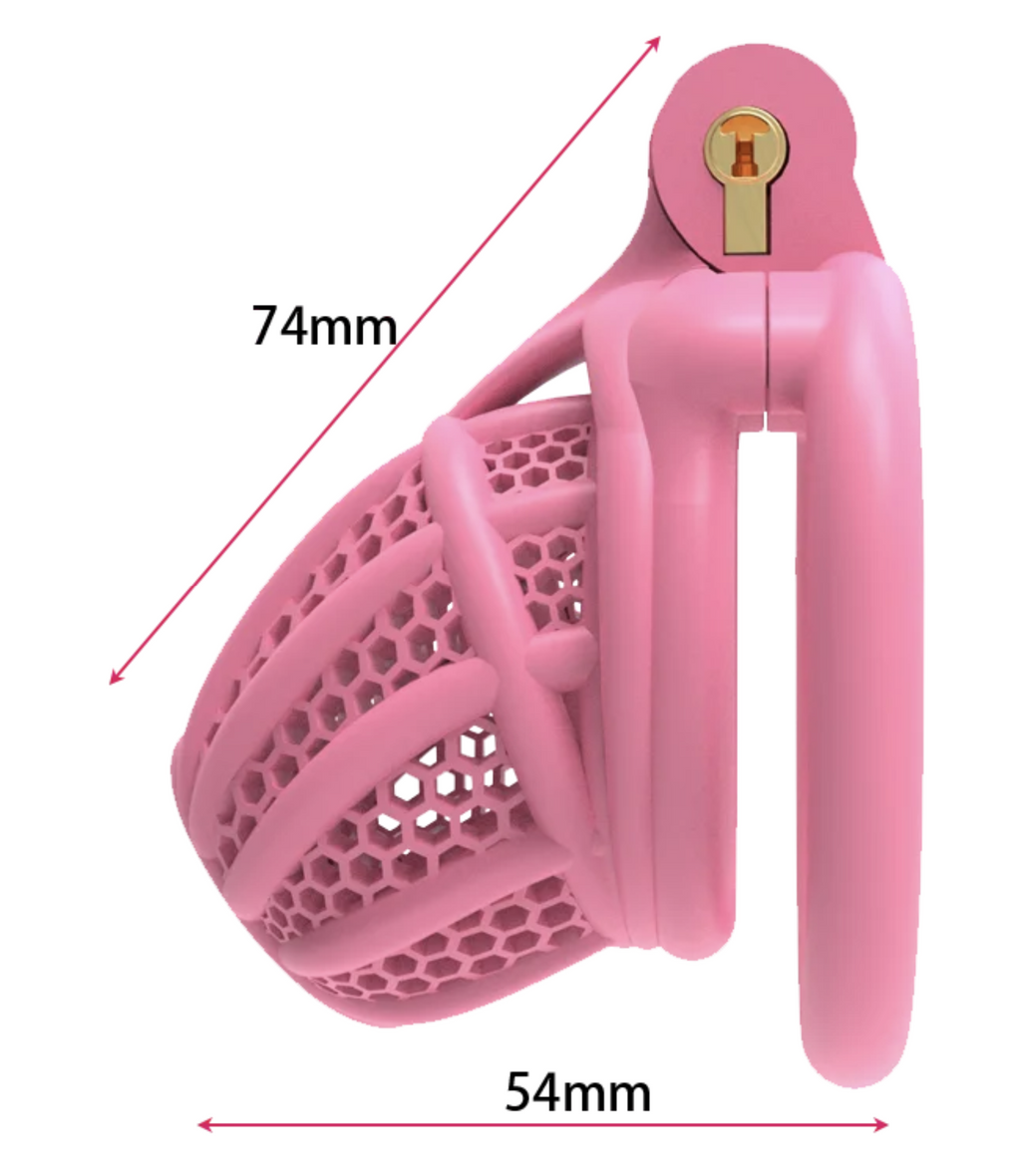 3D Printed Bee-Hive Design Male Chastity Device – Breathable Pink Cage with Two Ring Types