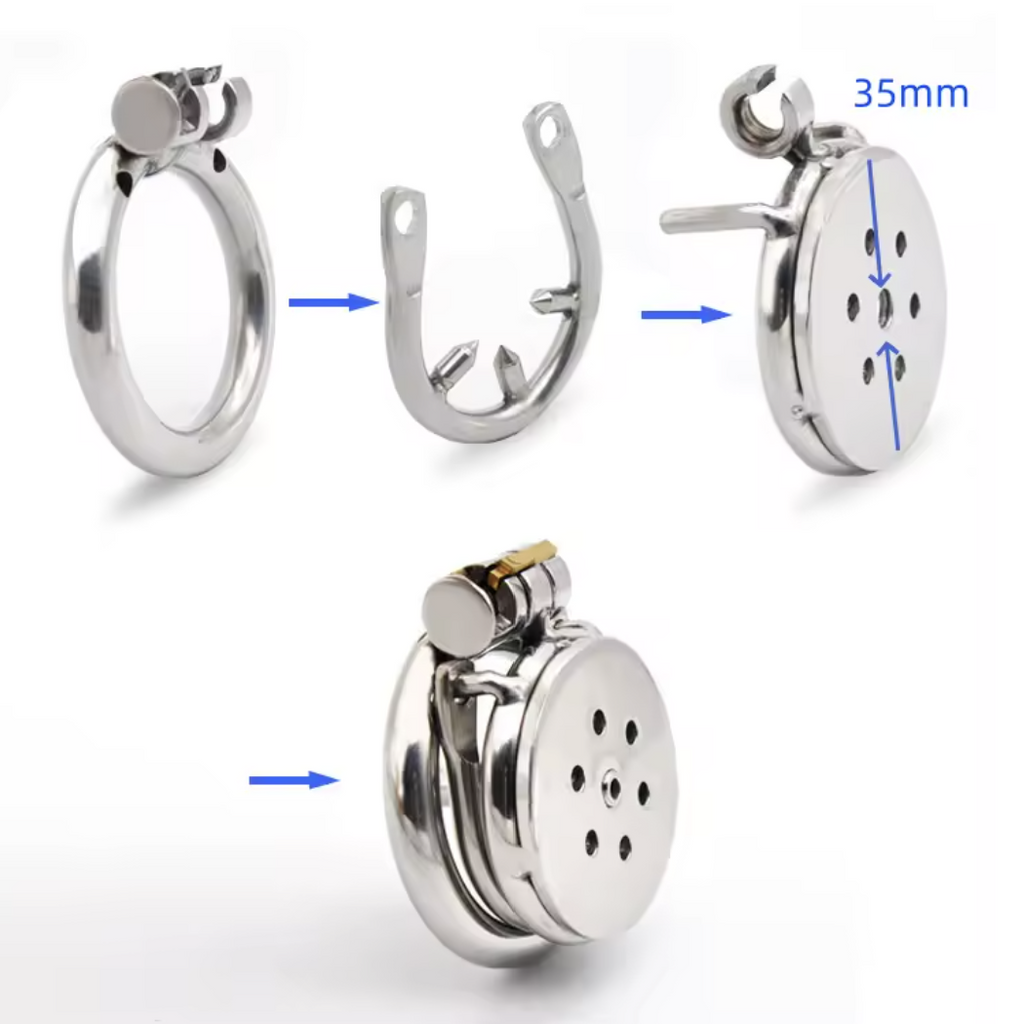 Super Small Flat Steel Chastity Device Set | Silicone Metal Urethral Insert