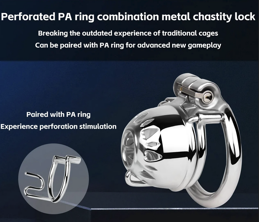 Metal Male Chastity Cage with PA Lock – 3mm/4mm Secure Device for Men