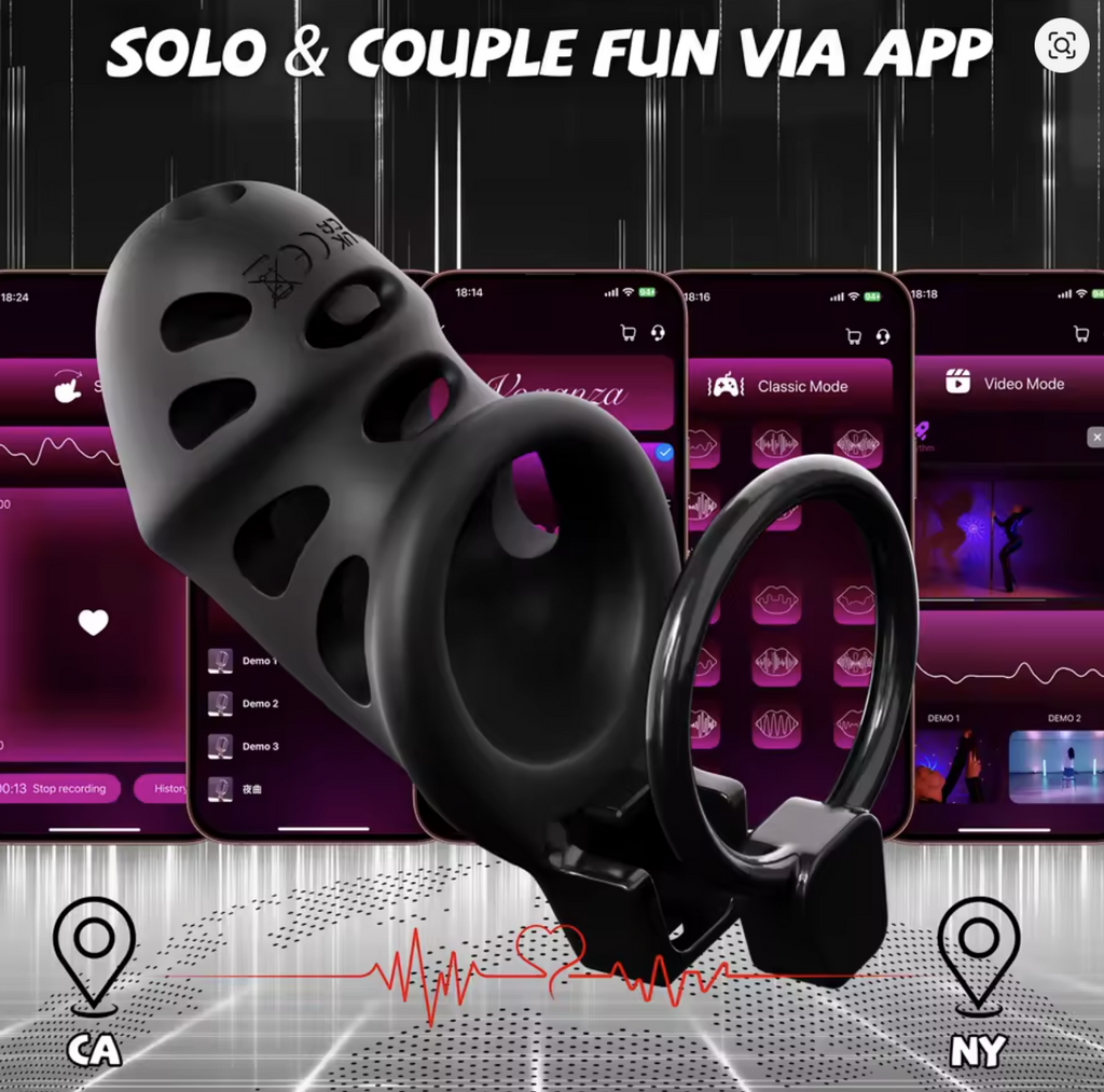 App-Controlled Vibrating Chastity Cage – Smart Lock Device with 10 Vibration Modes & Remote Control