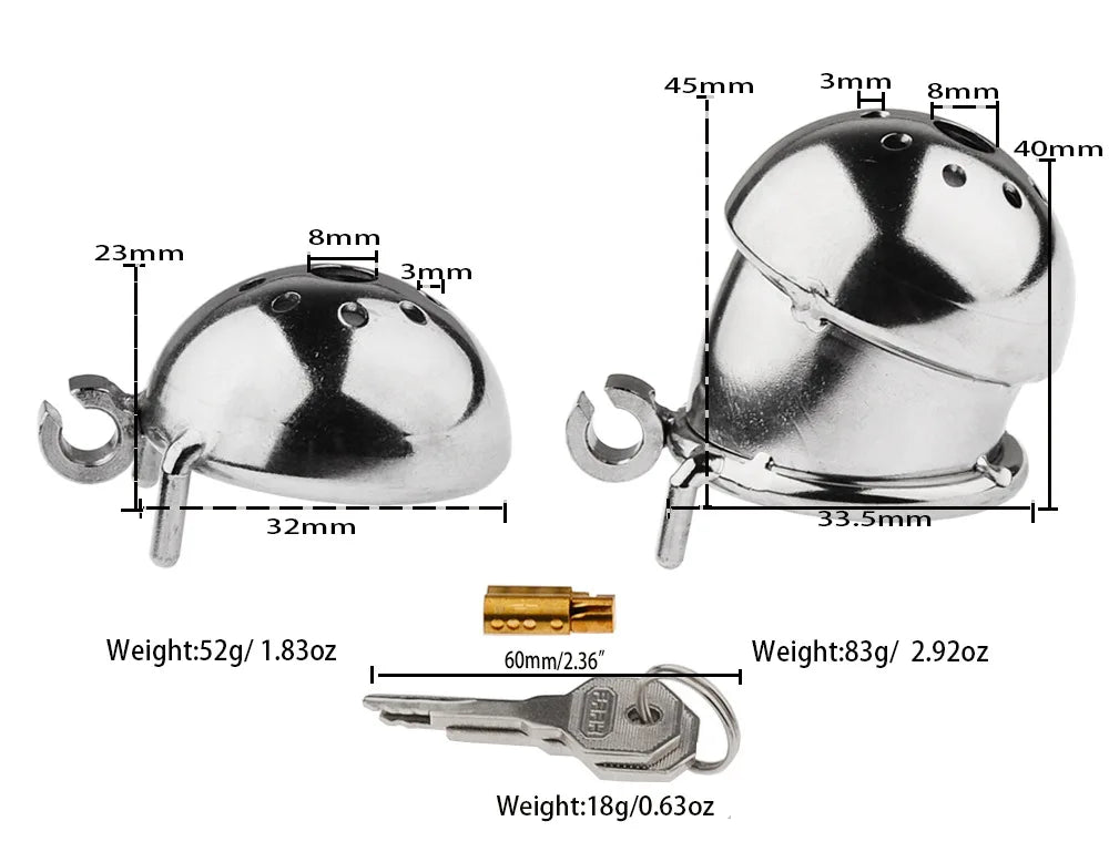 Stainless Steel Male Chastity Cage with Urethral Lock – Secure Metal Bondage Device
