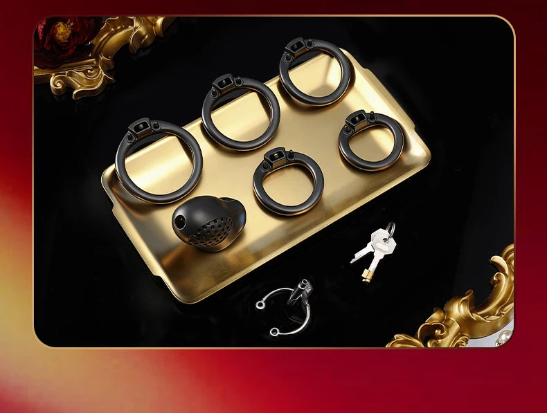 Resin Male Chastity Cage with Lock – Breathable Design with 5 Adjustable Rings