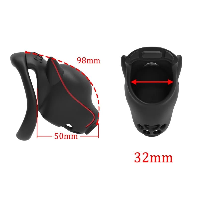 Puppy Hood Style Male Chastity Device – ABS Lockable Cage with 4 Base Rings